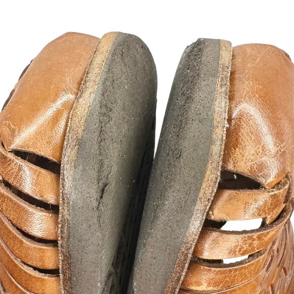 Sunsteps | Women | Golden Tan Hand Woven Leather Huaruche Slip-On Sandals | Sz 8 - Picture 11 of 13